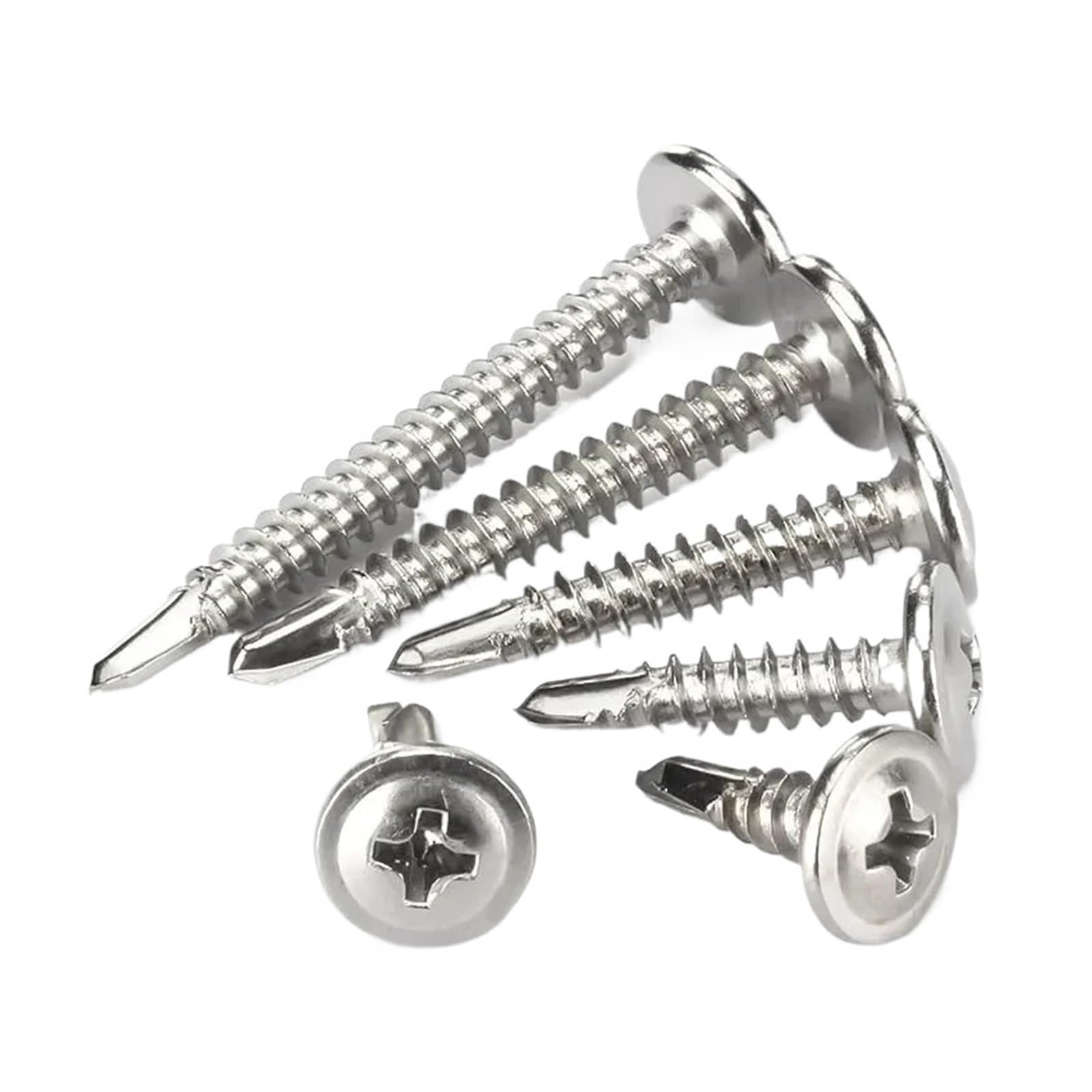 Wkręty Samowiercące Ze Stali Nierdzewnej Z Łbem Krzyżowym Z Podkładką Do Drewna I Blachy(200PCS,25mm)
