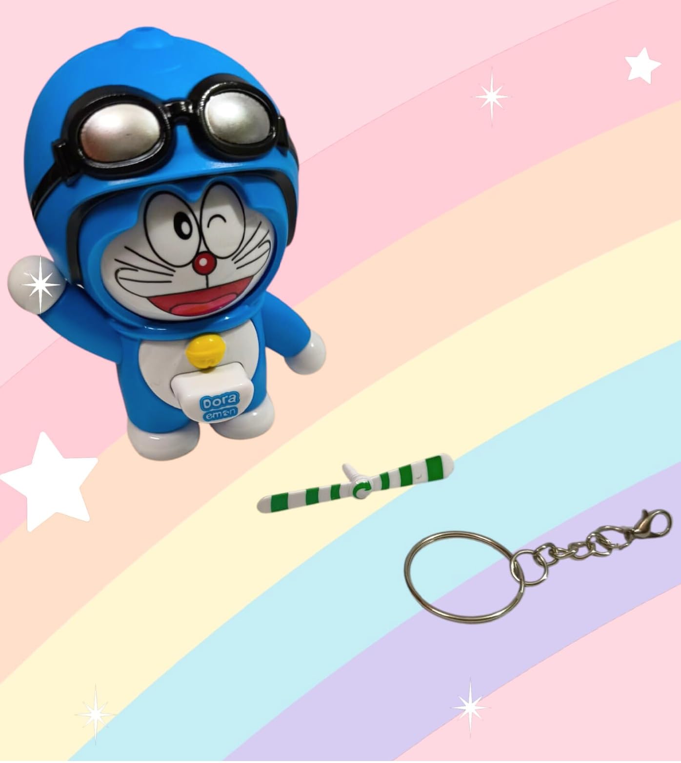 Delicacy Handicraft Plastic Cute Doraemon Face Changing Toy Keychain With Working Bamboo CopterÂ–Cute Doremon Expressions Fidget Key Ring Gift For,Kids,And Doremon Fans Lightweight&Durable Design,Blue - Image 3 thumbnail