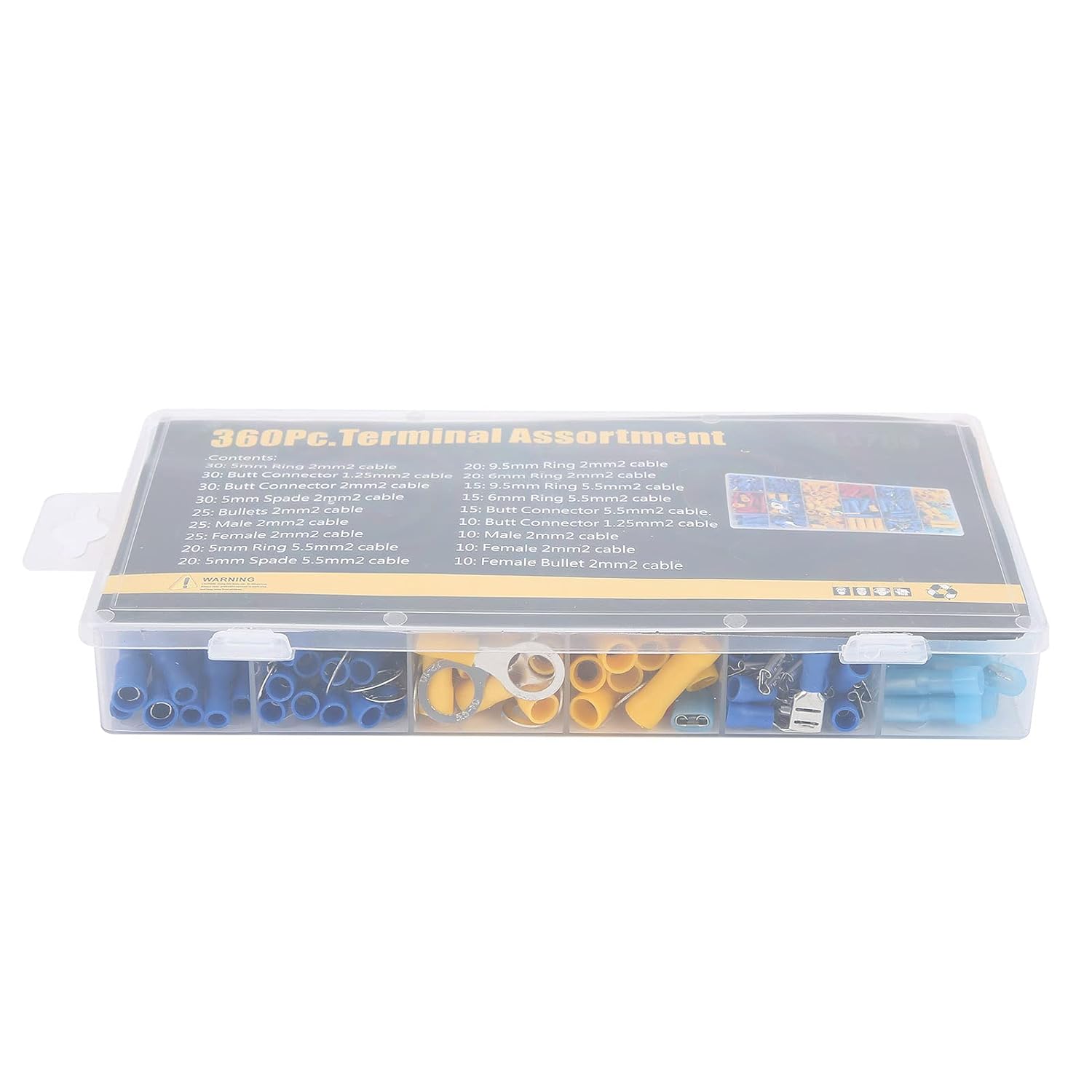 Brilluxa Electrical Terminals, 360PCS Brass Fork Spade Connectors Wire Crimp Terminal Assortment, Quick Disconnect Terminal Kit for Automotive Wiring Repair and Electrical Maintenance