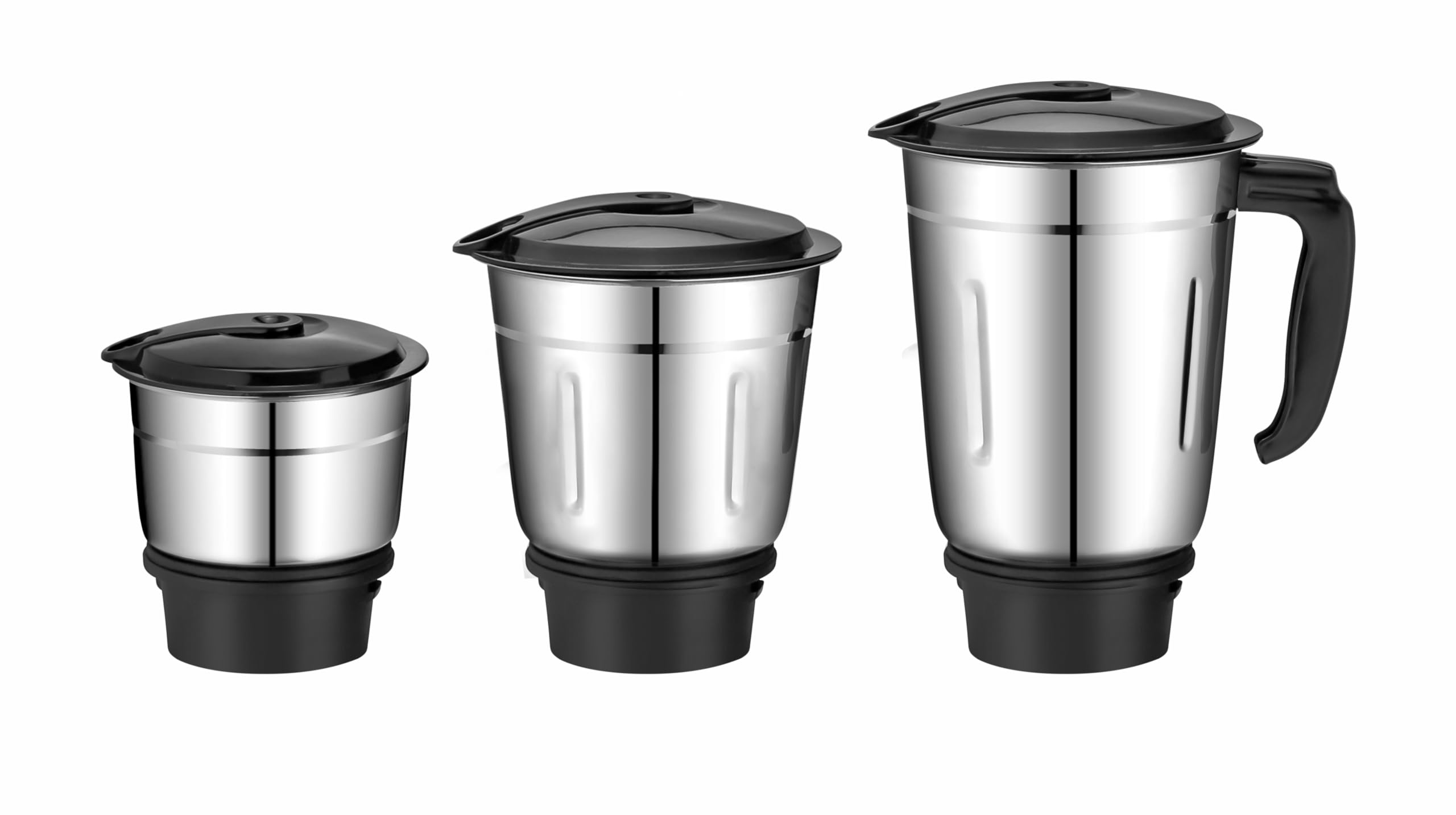 Universal 3pcs Mixer Grinder Steel Jar Set (400ml + 800ml + 1200ml) for 2 Lock, 4 Teeth Coupler Compatible with Wide Range like Crompton, Bajaj, Prestige, Orient, etc for 500 Watt & More-image-49