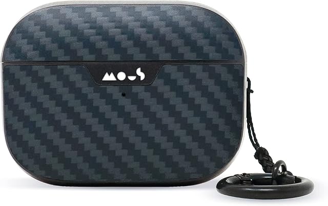 Mous Etui Airpods Pro 2 z brelokiem do kluczy  bezprzewodowe ładowanie kompatybilne etui AirPods Pro 2. generacji  włókno węglowe aramidowe