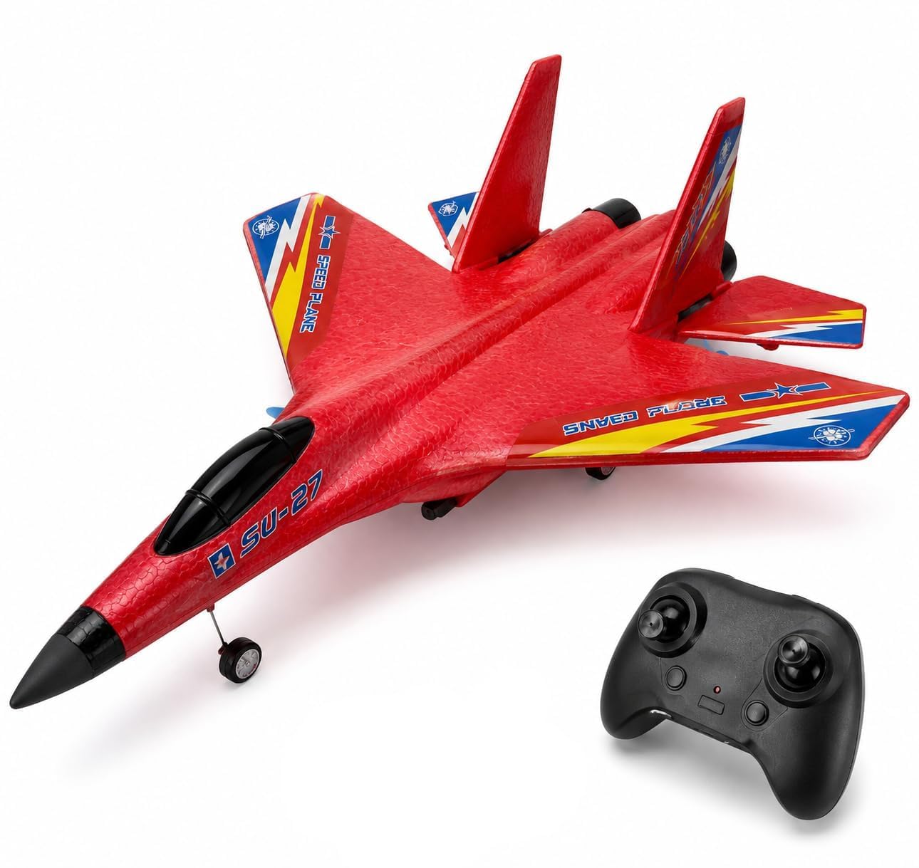 SU-27 RC Airplane for Kids & Adults, 2.4GHz Remote Control Fighter Jet Toy, Lightweight EPP Foam Glider Plane with Rechargeable Battery, Easy Fly Outdoor Aircraft Gift for Boys Girls (Multicolour)-image-30