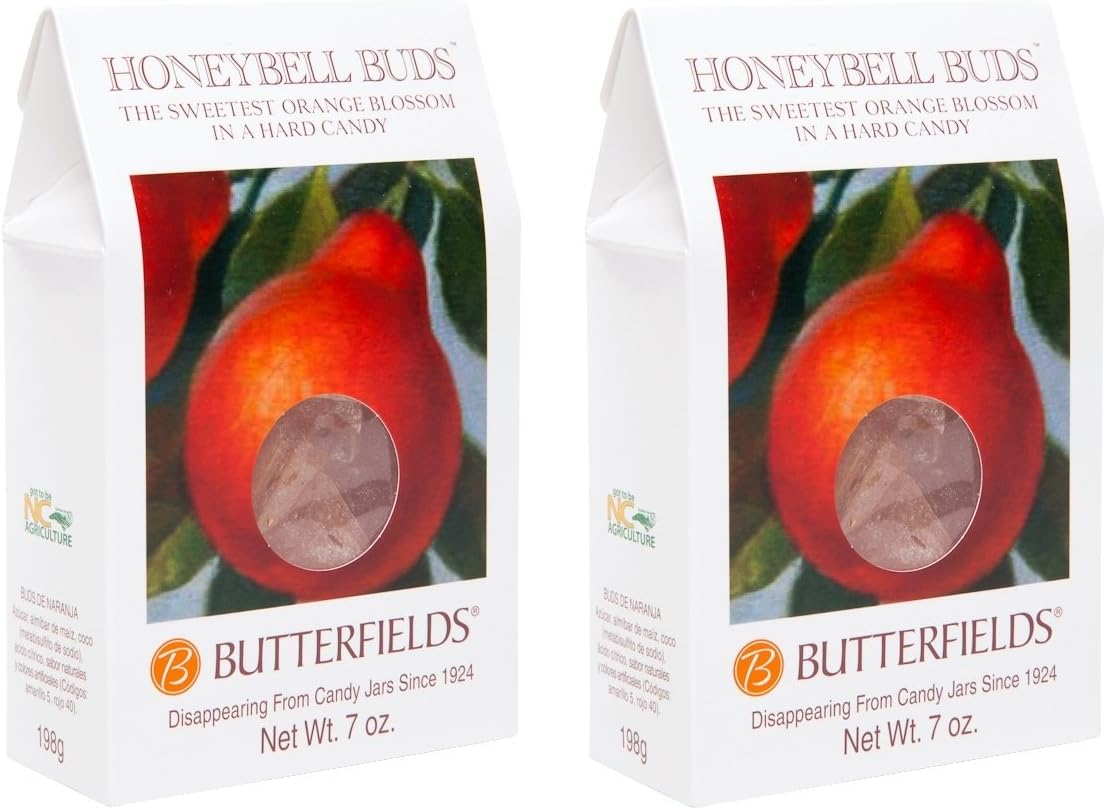 Butterfields Candy - Gourmet, Old-Fashioned HONEYBELL ORANGE Buds Hard Candy, 7 oz. (2-Pack) | Gluten Free | Made with 100% Real, Pure Cane Sugar | Handcrafted in the USA (Orange)