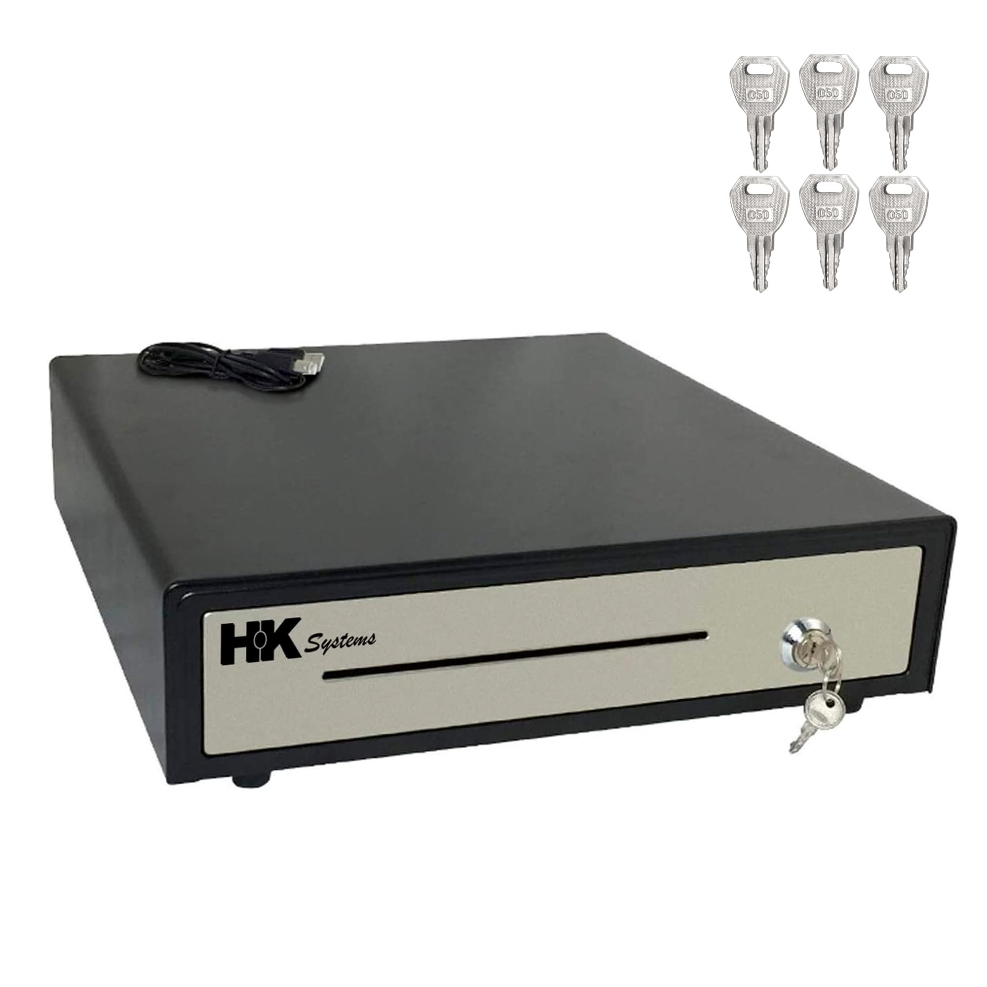 HK SYSTEMS 16inch "Stainless Steel" Front Heavy Duty POS "USB" Interface Cash Drawer with 5Bill/5Coin (BLACK) "NO compatibility with Square POS system for now"