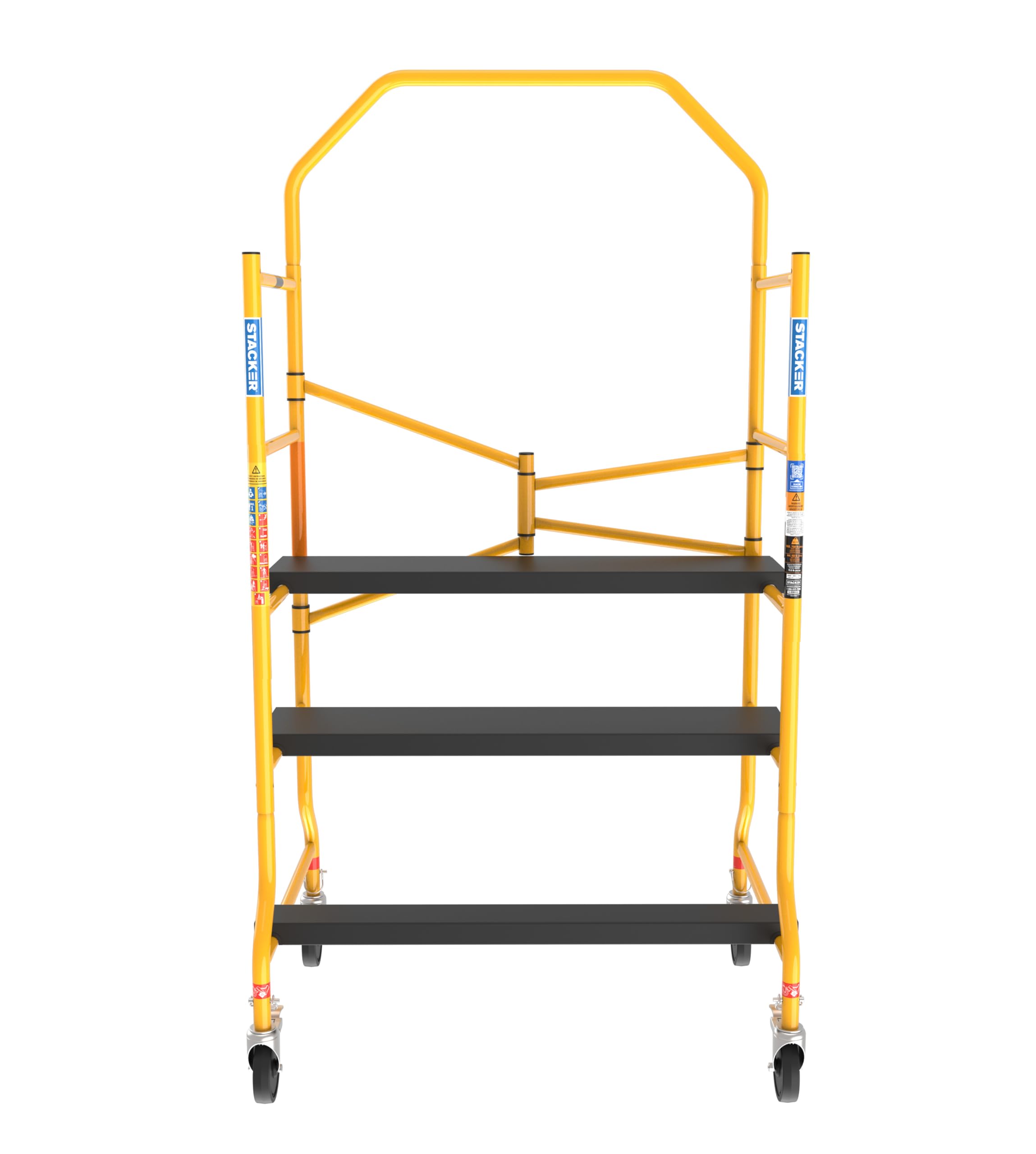 Stacker S-IRM4G0 5 Foot High Portable Adjustable Platform Mobile Interior Scaffolding Ladder with 5 Inch Double Locking Caster Wheels
