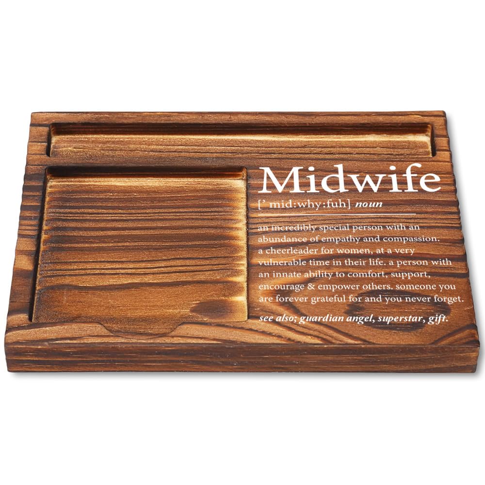 Midwife Appreciation Gifts for Women, Wooden Sticky Note Holder Desk Organizer, Thank You Gift for Midwives, Birthday Graduation Gift Idea for Certified Nurse Midwife, Rustic Office Decor YCB64