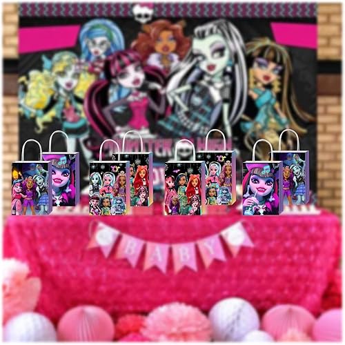 Miniatura 6 de EKIH 12 bolsas de regalo de Monster High Party con asas, suministros de fiesta de cumpleaños de Monster High para decoraciones de fiesta de Monster