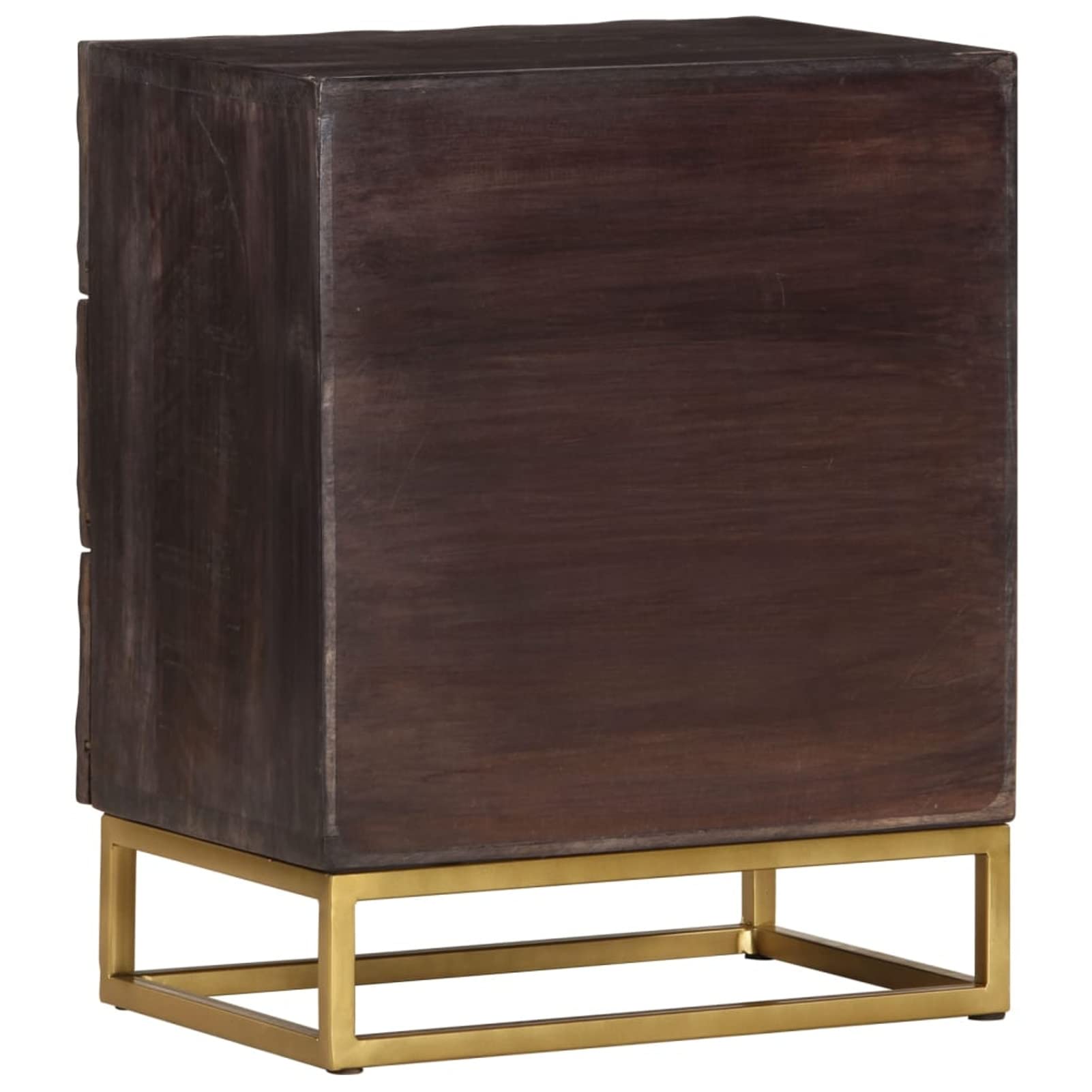 Mesitas de noche de madera maciza de mango de color negro, 40 x 30 x 50 cm