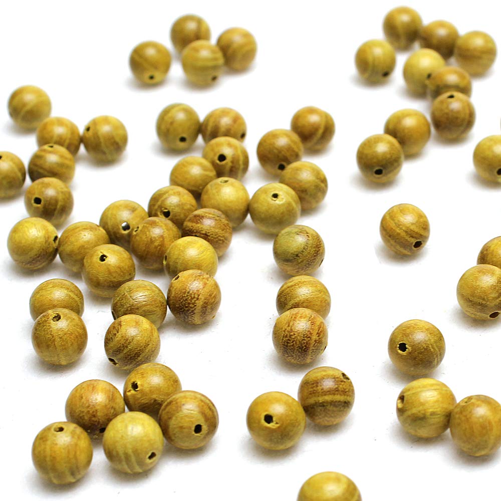 30 cuentas de madera de 15 mm, cuentas redondas sueltas de madera dorada natural para hacer joyas, manualidades, pulseras, collares