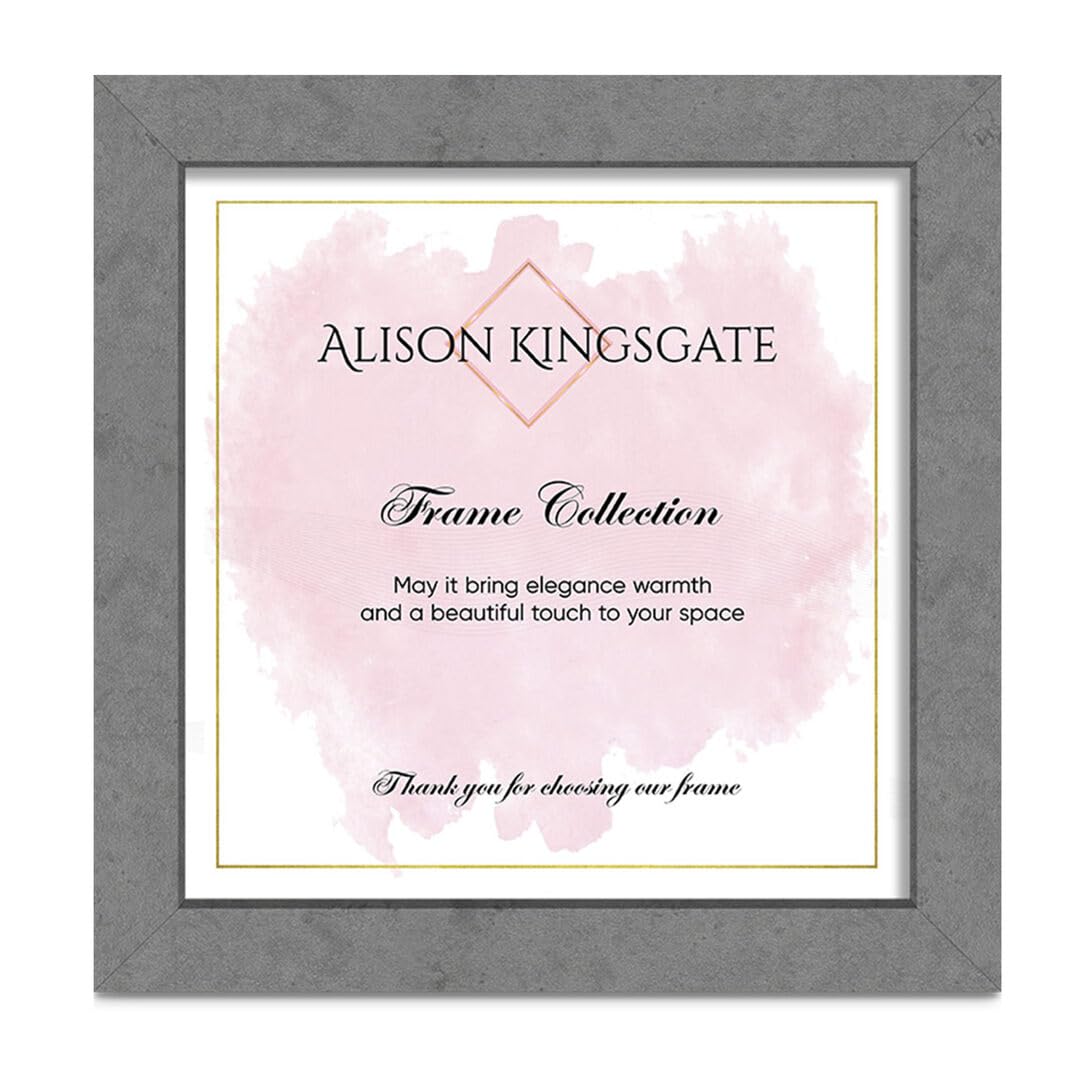 Alison Kingsgate Modern 16X16 Grey Marble Photo Frame-Engineered Wood Picture Frames with Shatterproof Perspex - Ideal for Certificates -Wall Mount or Tabletop - Multiple Sizes & Colours Available — image 1
