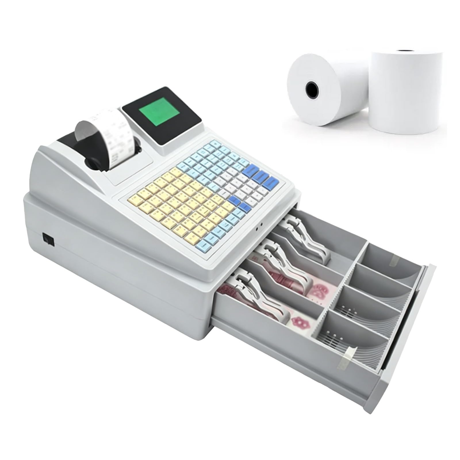 Caja Registradora Commerciale Elettronico, 8 Registratori di Cassa Digitali a Doppio Display con Stampante Termica Integrata, Rilevamento Striscia di Sicurezza, Cassetto Sicuro for Piccole Imprese