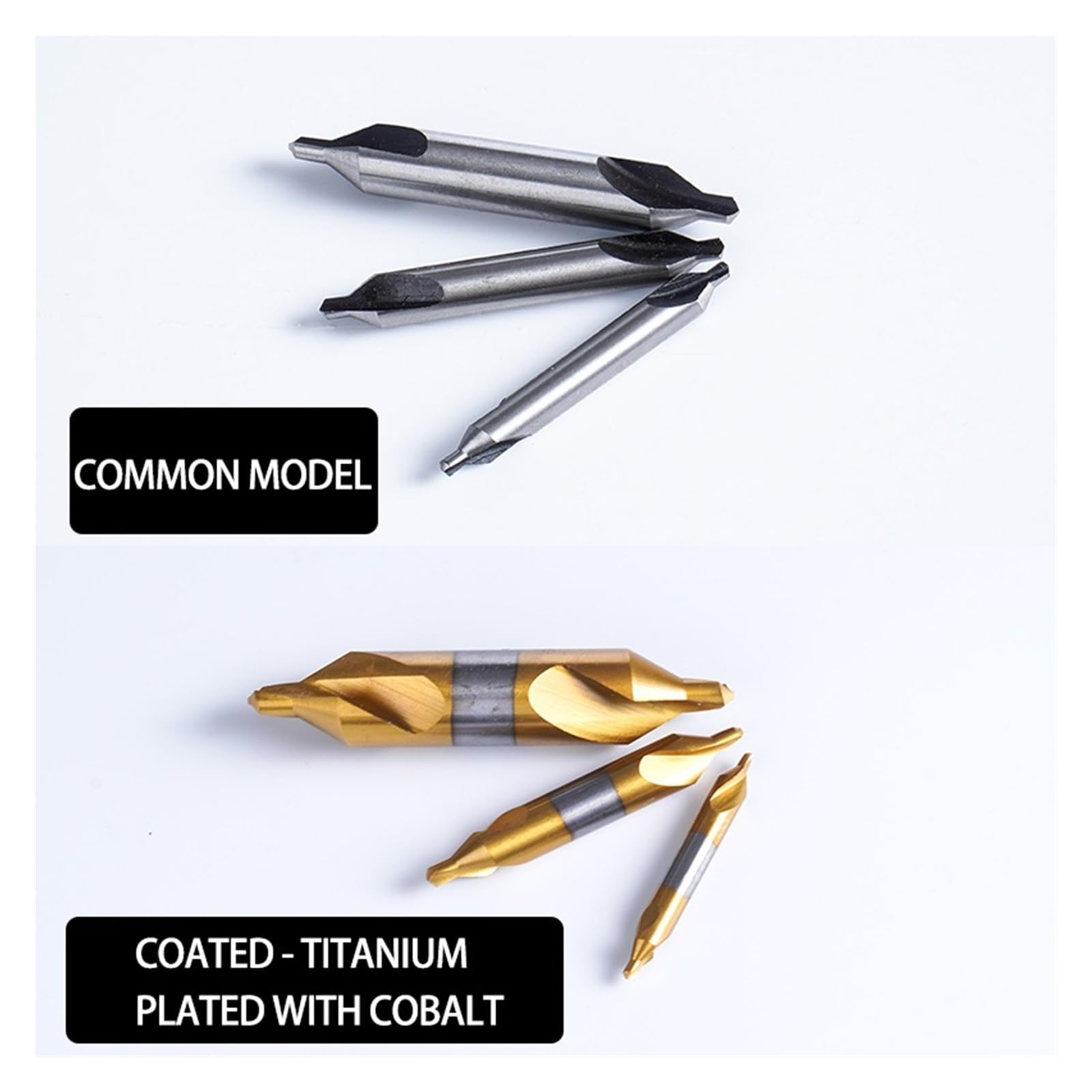 Brocas de centrado HSS, Juego de broca central, avellanador 60 grados HSS y tamaños múltiples recubiertos estaño(HSS TiN Coated,A6.0 (14MM)-10PCS)