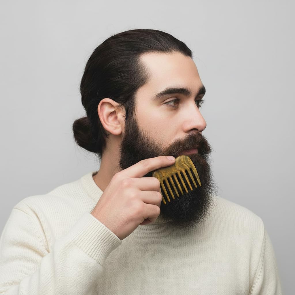 Breiter Zahnkamm für Locken, Holzhaarkamm mit langen Zähnen für sanftes Entwirren, perfekt für dickes Haar, Frauen & Männer