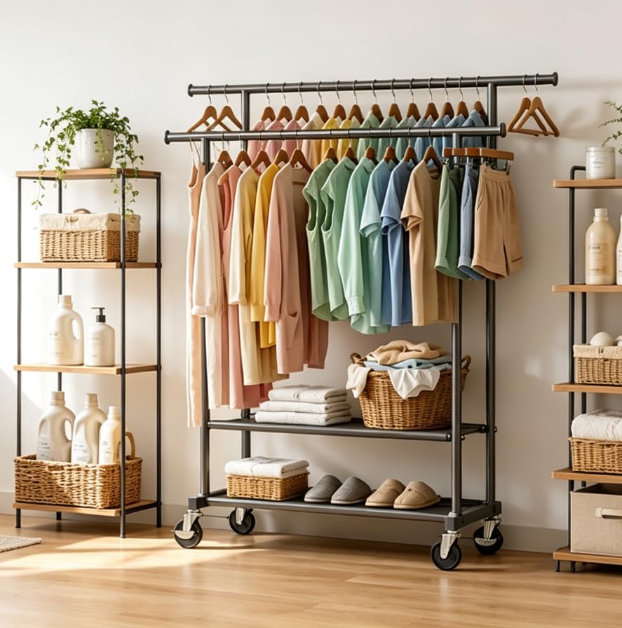 Portable Clothes Rack Rolling DROPS TO - image 7