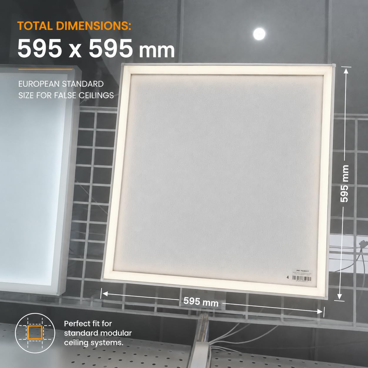 Jandei – Zestaw 2 x panel LED 60x60cm. Luminous Frame 48W 4800 lumenów, płyty do montażu podwieszanego sufitu wymiennego Armstrong, 40000 godzin - Sterownik w zestawie (światło naturalne 4200k)