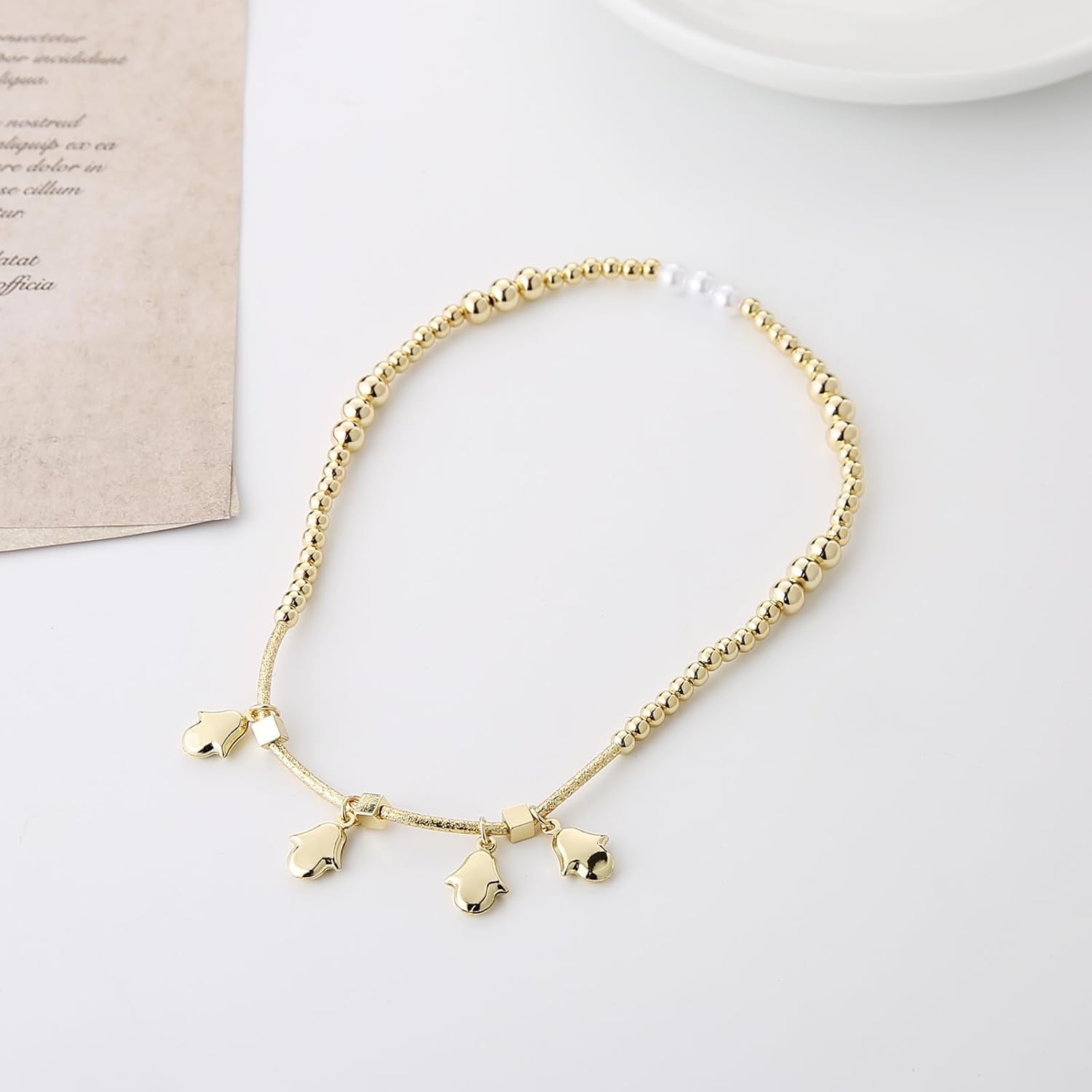 HZMAN Gold Bracelets for Women 14K Gold Beaded Stackable Bracelets for Women Layer Charm Bracelet - Image 4