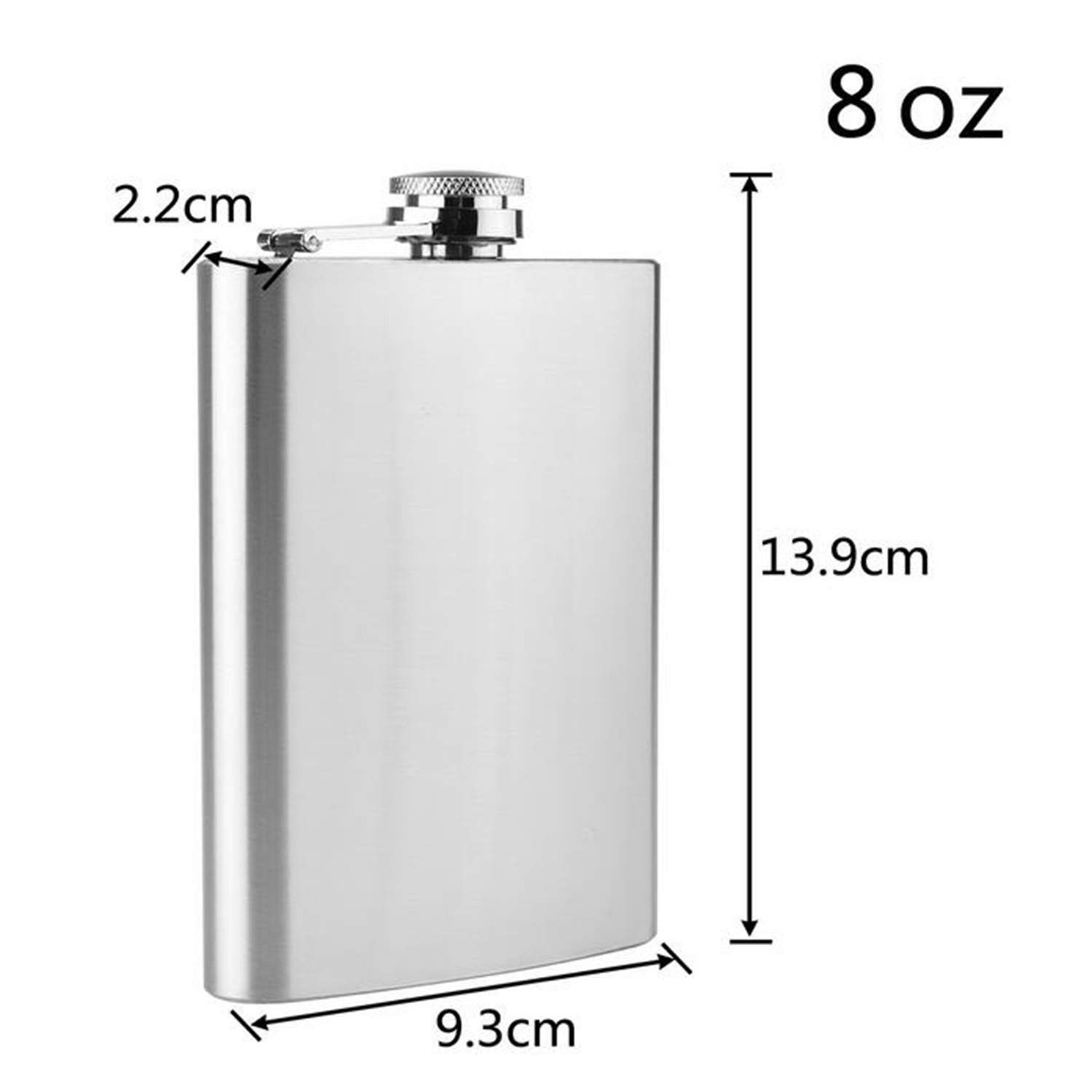 2 X Roestvrijstalen Heupfles En Trechter, 8oz.227 Ml, Geschikt Voor Het Dragen Van Alcohol