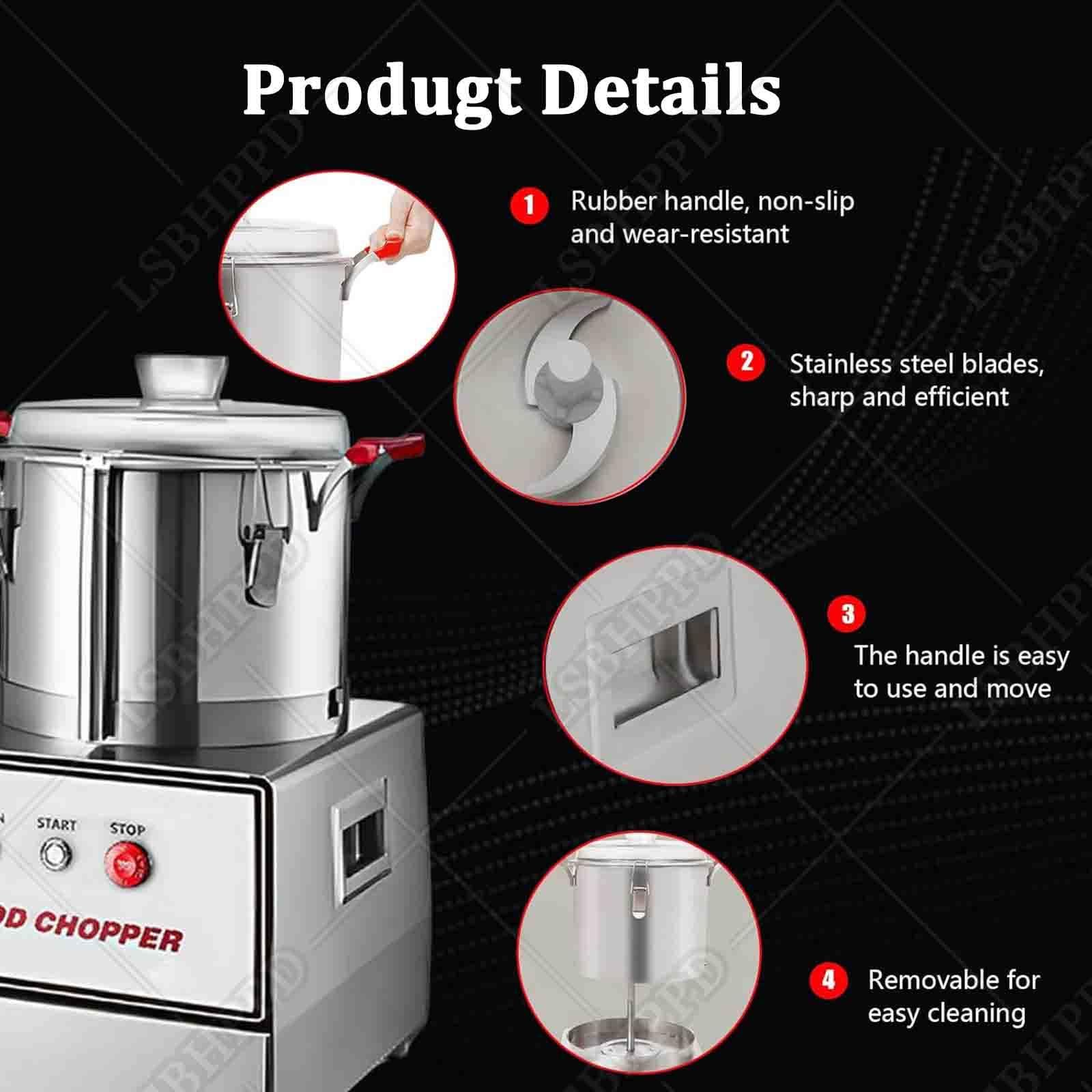 Cortador de verduras automático multifuncional, procesador de alimentos de acero inoxidable, 1400 W, 1400 RPM con cuchillas desmontables para frutas y granos