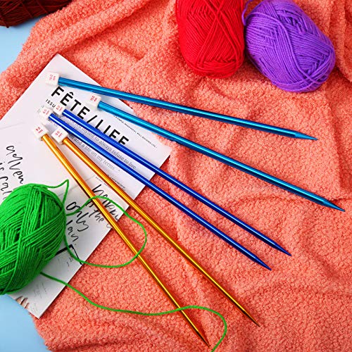 Syhood SYHOOD-266103 6 Pieces/ 3 Pairs Aluminum Straight Knitting Needles Set thumb #5