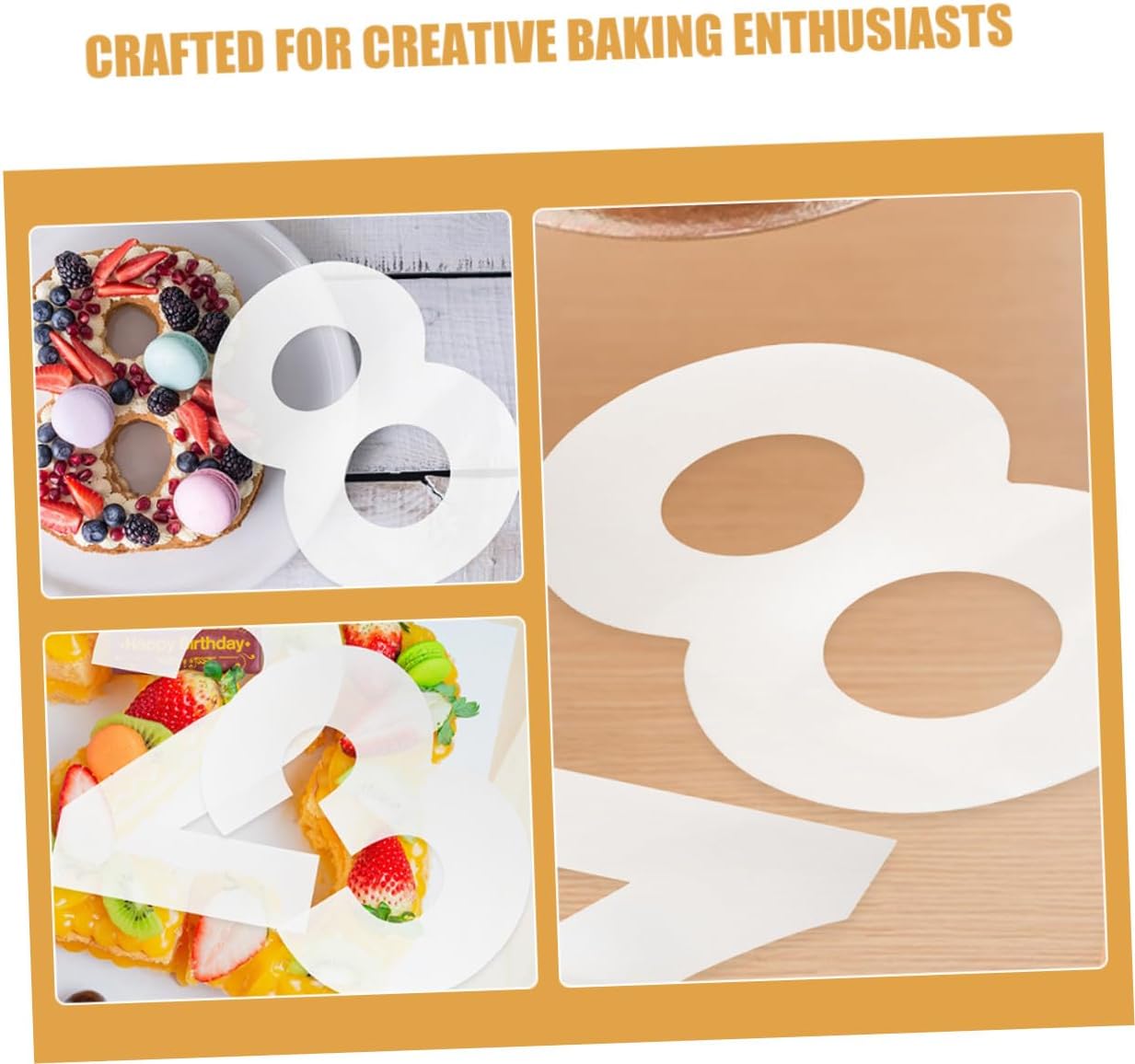DIY Number Cake Stencils and Fondant Molds Set, 10-inch Flat Plastic Baking Templates with Numbers 0-8, Reusable Cake Decorating Tools for Birthday and Dessert Baking (2 Sets)