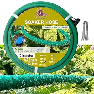Soaker Hose 1/2inchx 75ft,Green Rubber Hose Water Saving up to 70%,Durable Flexible Soaker Hose that irrigation for Patio Lawn,Trees,Vegetables and Flowers. …