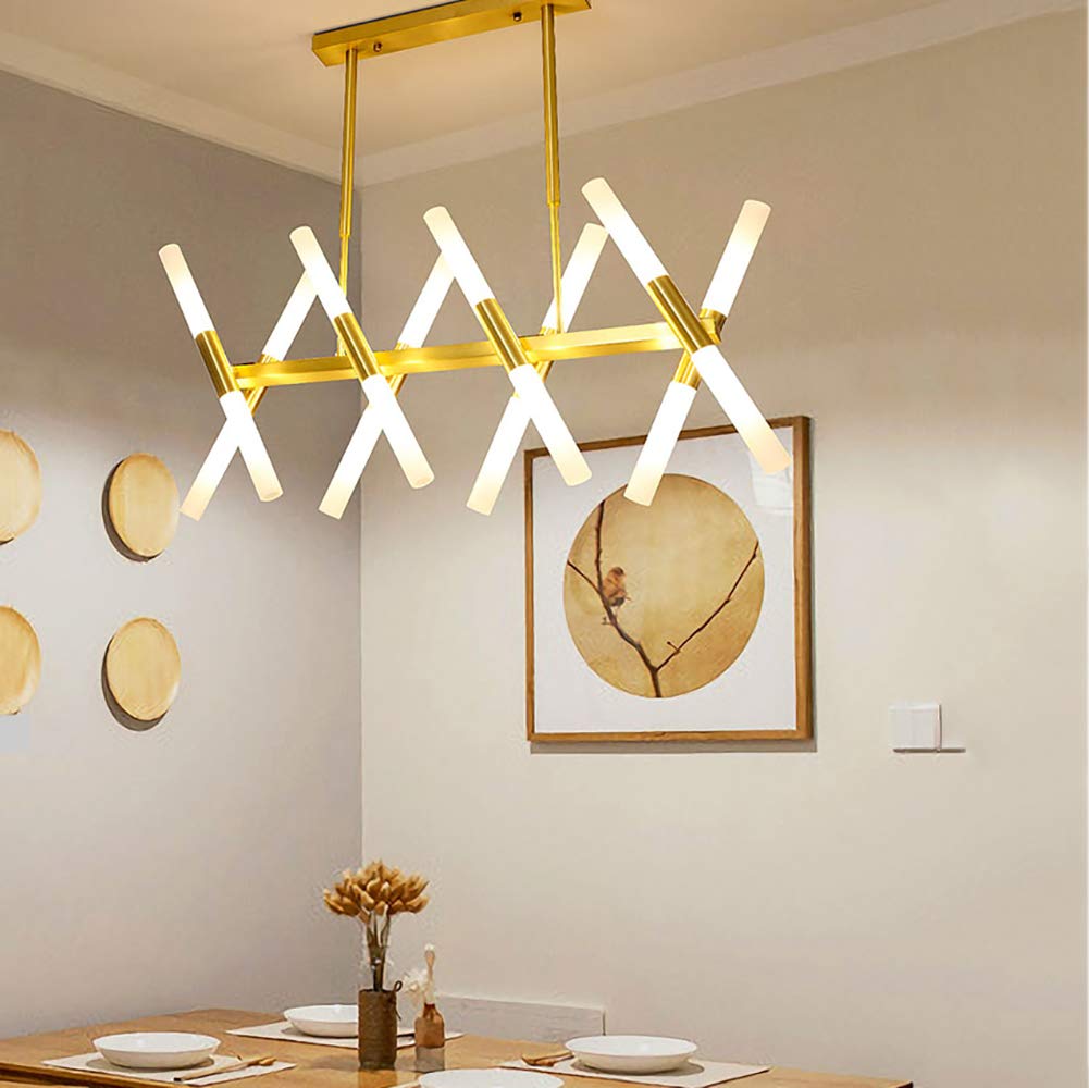 Nowoczesny żyrandol LED 16-punktowa oprawa wisząca Regulowany akrylowy klosz Lampa sufitowa do kuchni, jadalni Salon - elegancki złoty design LWX