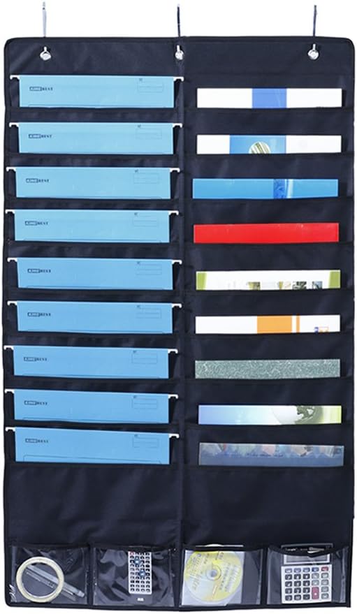 Hanging Organizer,Bloomma Hanging File Storage 600D Oxford Cloth Wall Mount Magazine Holder with 3 Hook for Home,School,Office Bill,115cm x 70cm