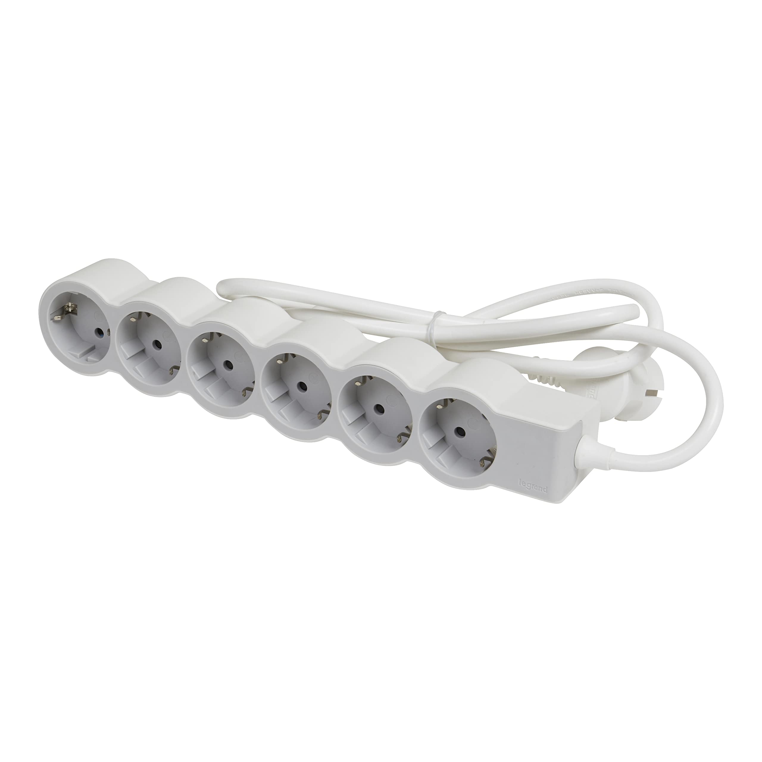 LEGRAND, Multiprise plate 694572 - 6 prises - Longueur du câble : 5 m - Blanc/gris