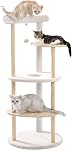 PAWZ Road [61''=156CM] Cat Tree for Indoor Large Cats, 6-Levels Cat Climbing Tower with 9 Scratching Posts Wrapped in 100% Natural Sisal Rope, Large Top Perch and Interactive Dangling Ball Beige