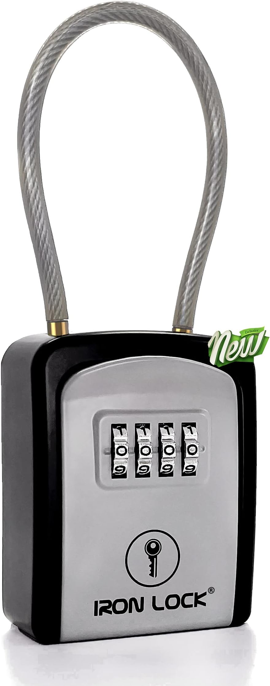 Iron Lock - Cable Shackle Portable Key Lock Box for Keys 4 Digit Combination lockbox Indoor Outdoor Waterproof A B Switch with Resettable Code House Spare Keys Hide a Key Lock Box A/B Switch