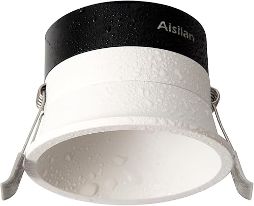 Aisilan - Luz LED empotrable de 3 pulgadas, 7 W, IP65, impermeable, Downlight ultra delgado, foco de techo de aluminio de 110 V, blanco cálido, 3000