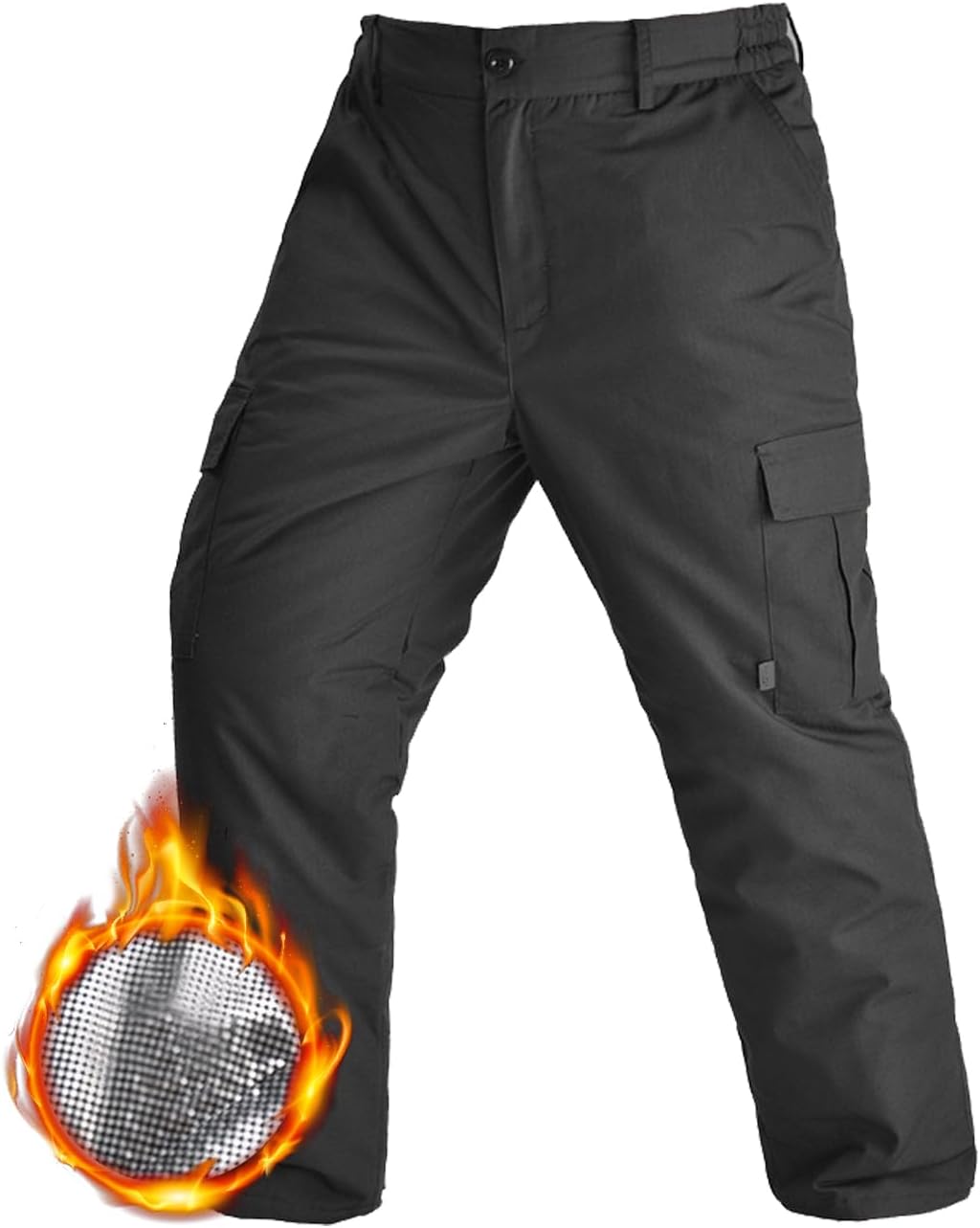 HARGLESMAN Outdoor Cold-Proof Tactical Pants Heat Reflective Fleece-Lined Insulated Warm Hiking Pants