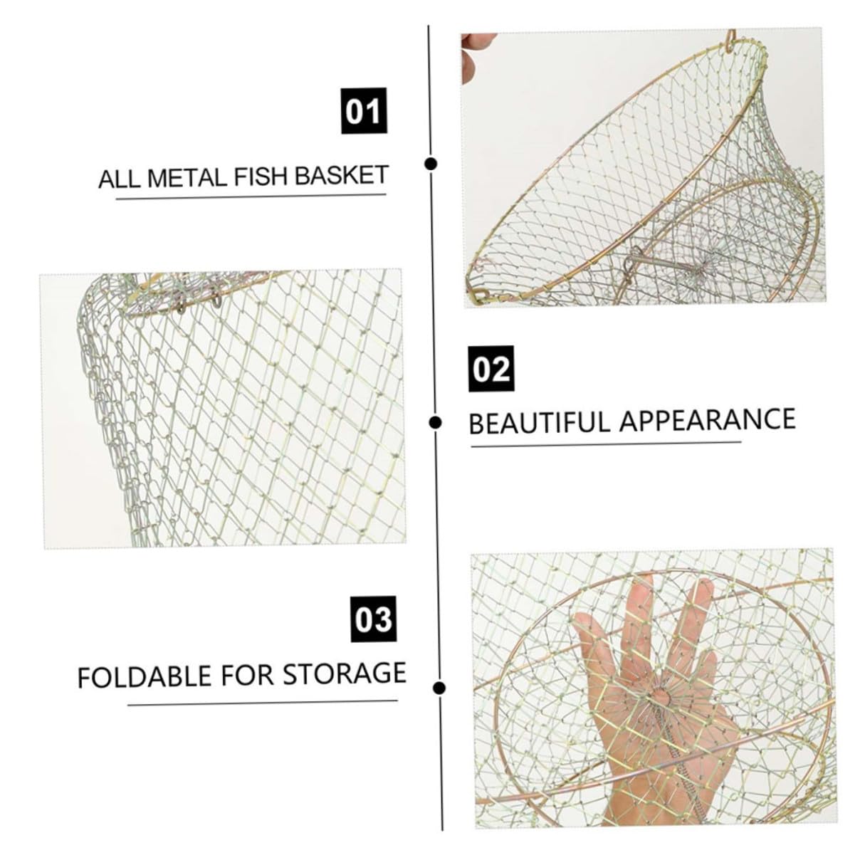 Cesto Pieghevole in Filo D’acciaio Per Pesca, Secchio Galleggiante Per Pesci e Granchi, Trappola Portatile Multifunzionale Per Appassionati Di Pesca All’aperto