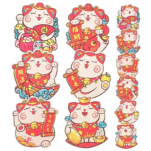 Enveloppe rouge de style chinois, lot de 48 Hong Bao avec motif chat pour le Nouvel An