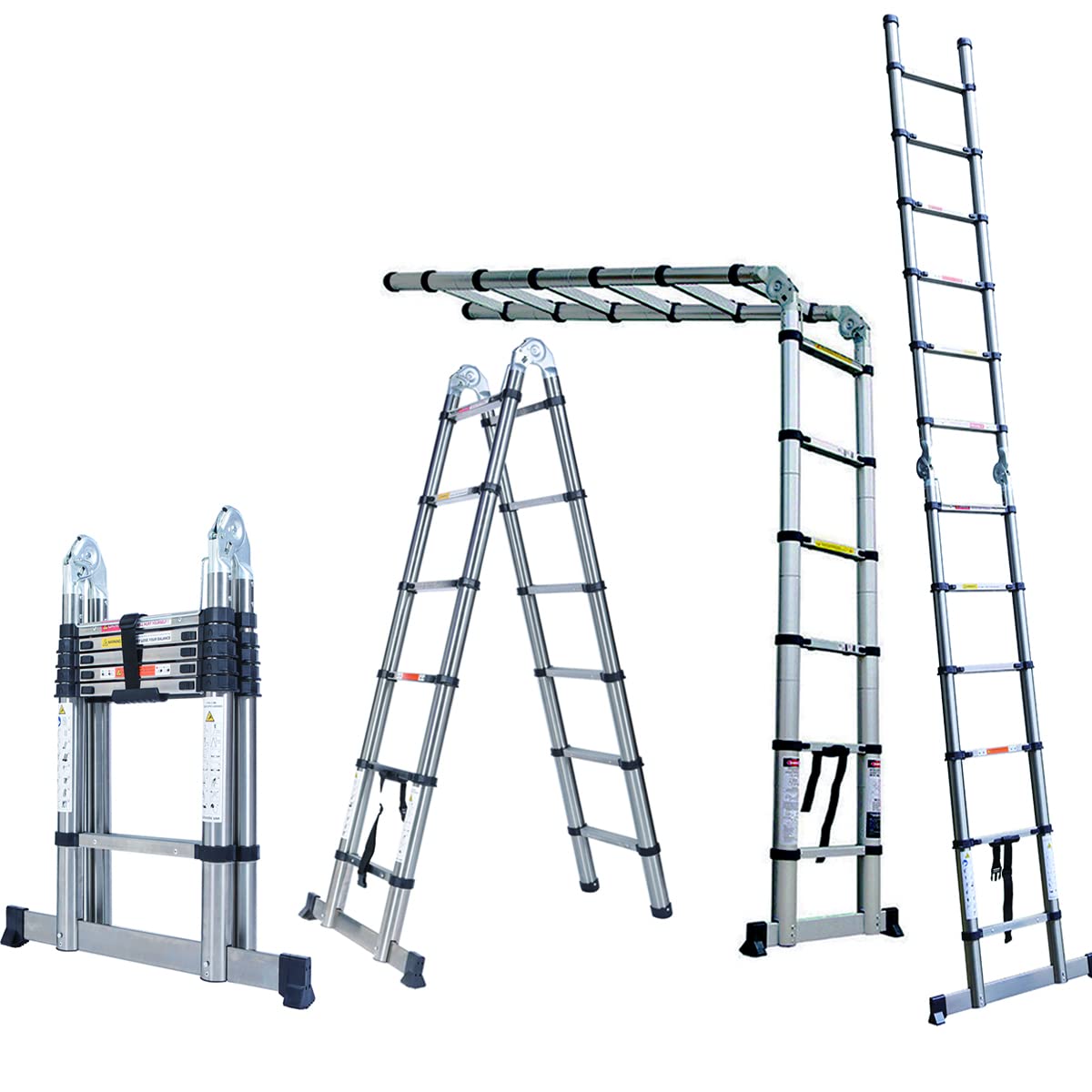 Telescoping Ladder 3.8M, Multifunction Stainless Steel Folding Ladder 1.9M+1.9M Collapsible Ladder Extension Ladder for Home Building Indoor Outdoor Using โ image 1