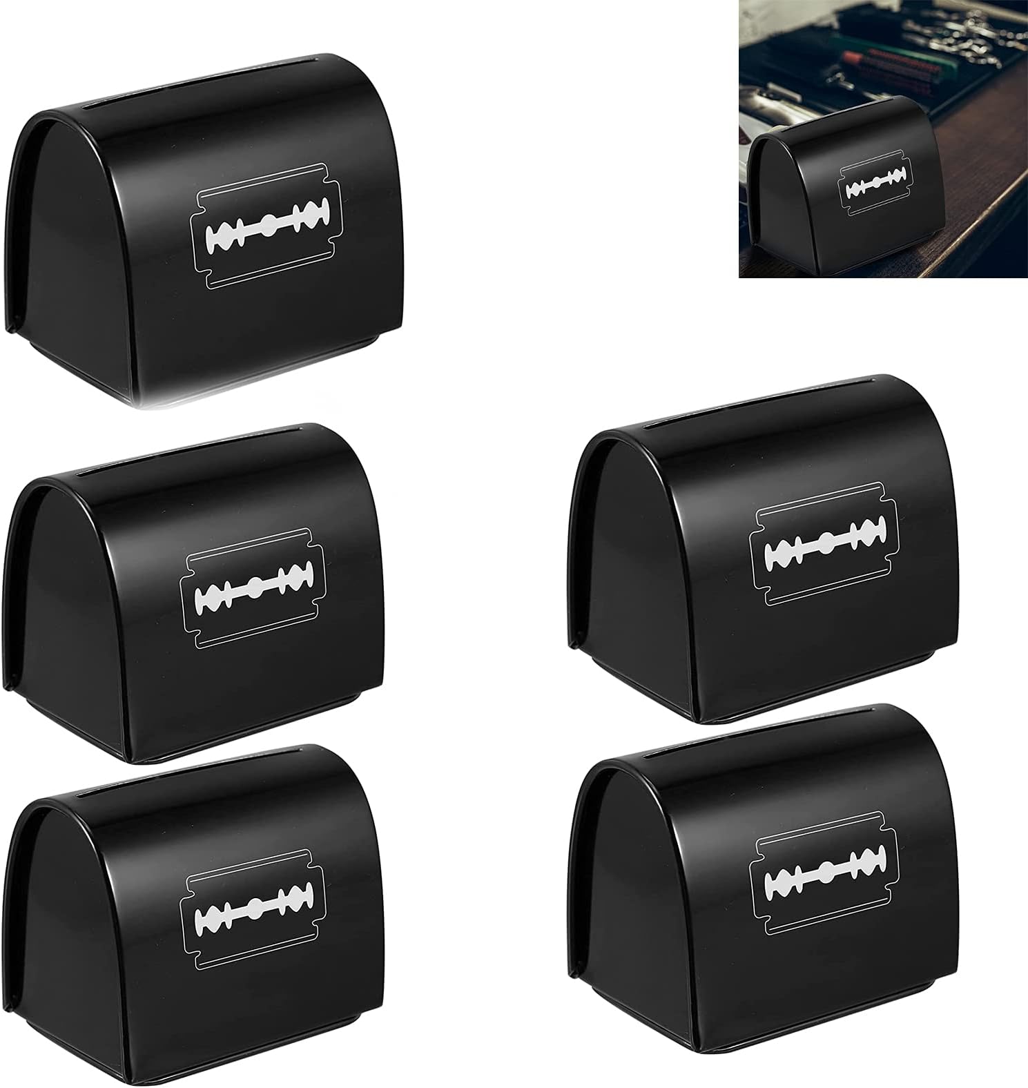 Razor Blade Disposal Case, Razor Blade Bank Blade Disposal Case Safe Storage Bank for Used Safety Razor Blades (5pcs)