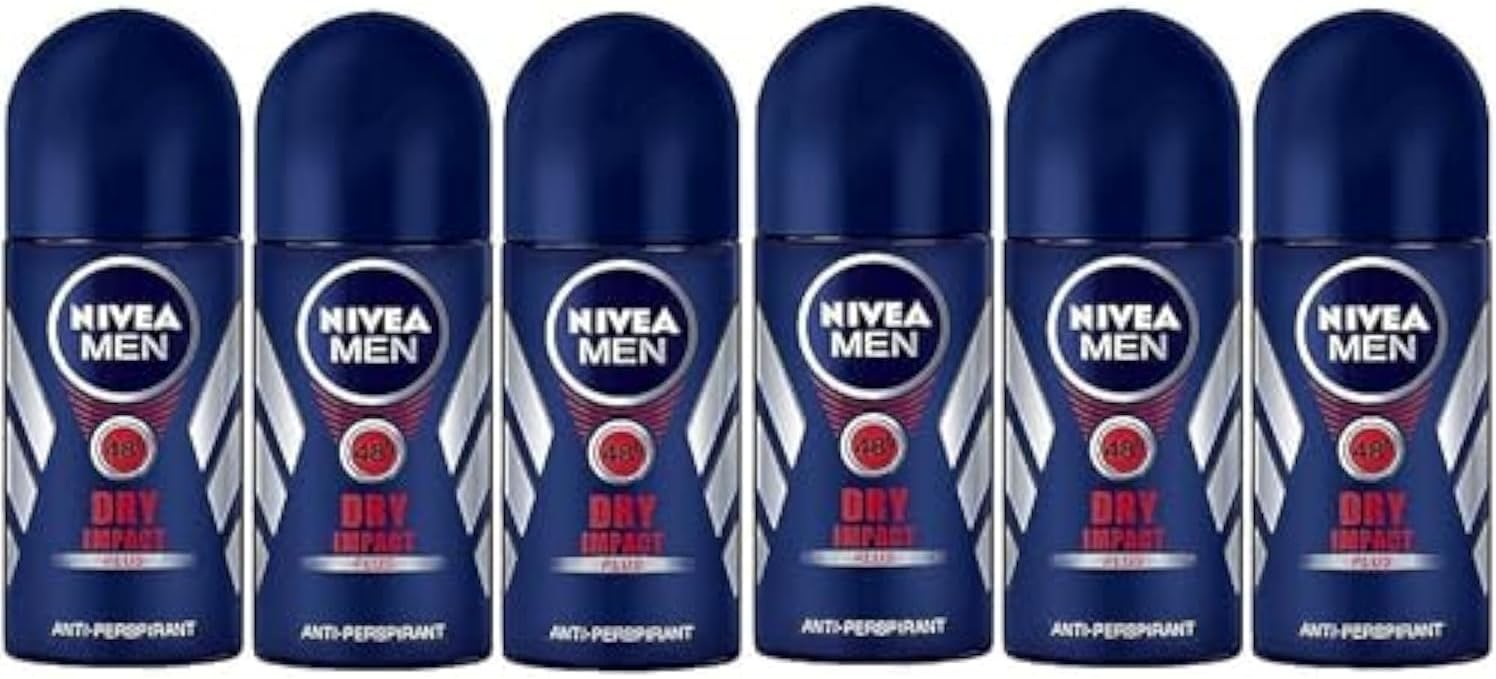 Men's Dry Impact Antiperspirant & Deodorant Roll-On Pack of 6 Bottles (50ml)