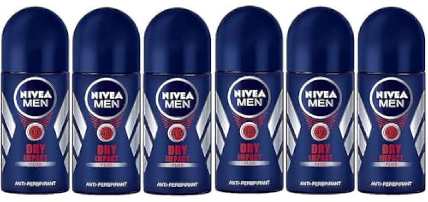 Men's Dry Impact Antiperspirant & Deodorant Roll-On Pack of 6 Bottles (50ml)