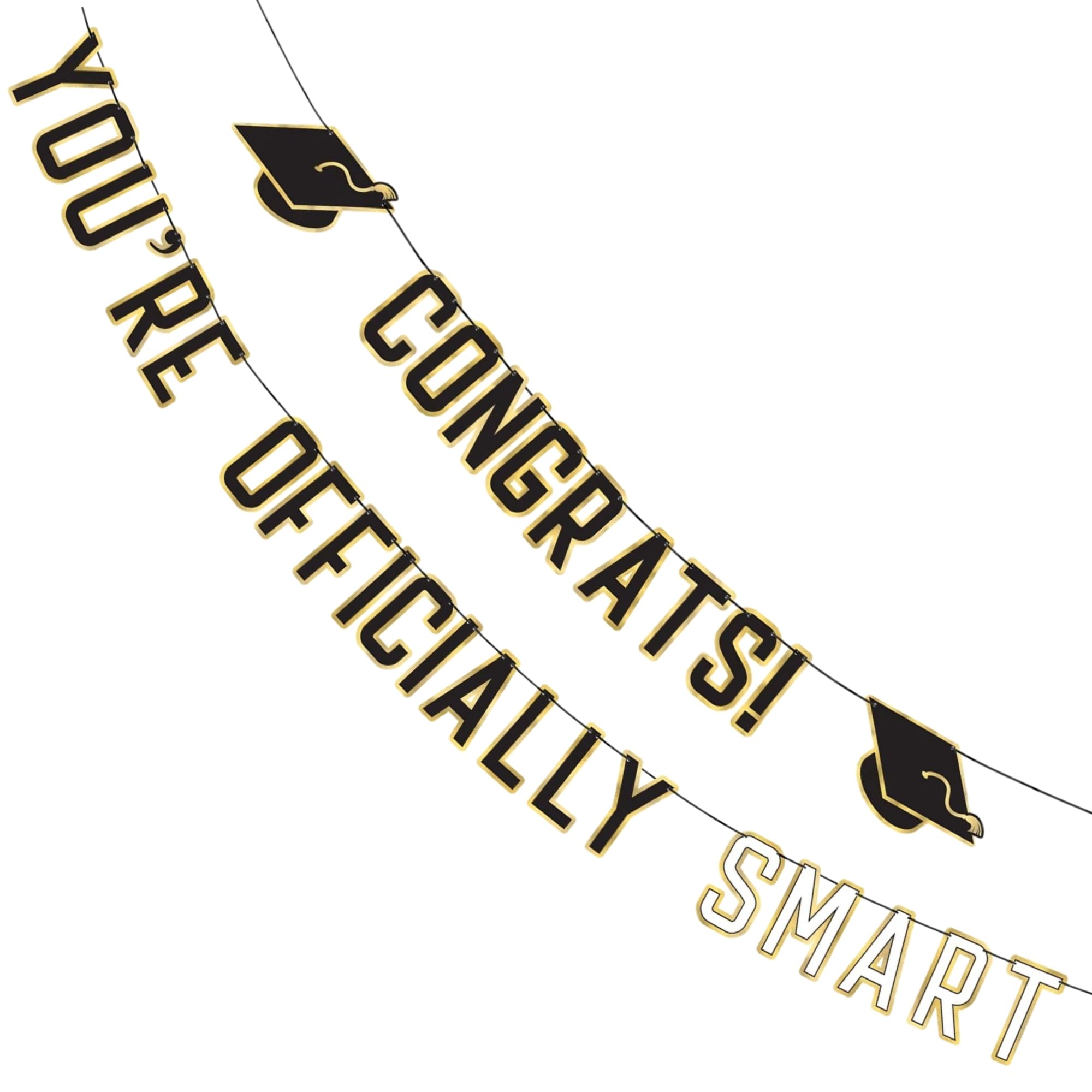 Set di banner in bianco e nero "Congrats! Sei ufficialmente intelligente" - 12 piedi (set di 2) - Design accattivante per occhi, decorazione per interni ed esterni - Perfetto per feste di laurea