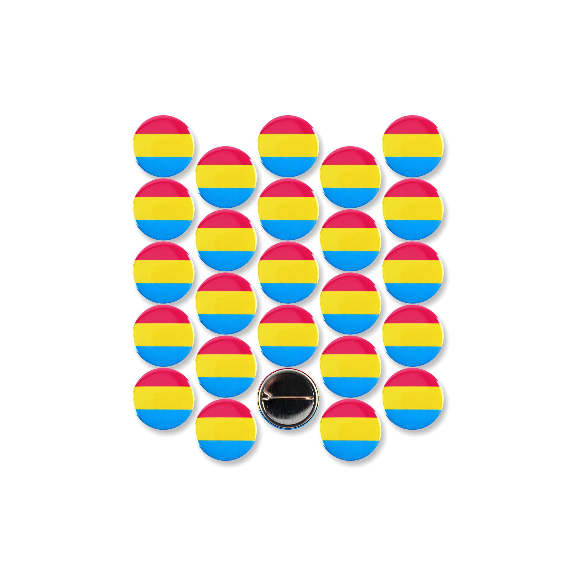 LGBTQ+ Pansexual Pride Flag Pinback Buttons – Colorful & Round Durable Pins for Backpacks, Jackets, Lanyards, and Events – Ideal for Pride