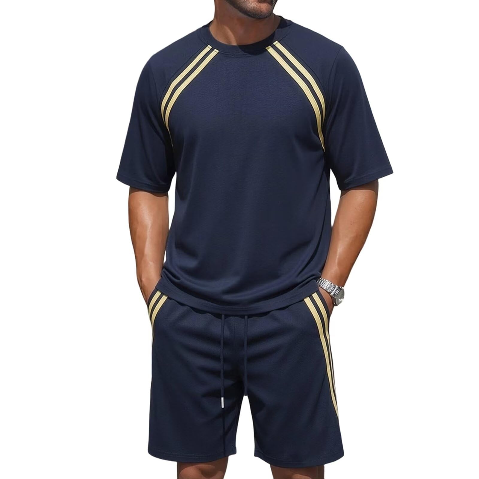 Trainingsanzug Jogginganzug Herren Outfit Komplett Sportliches Set Stylisch Lockere Passform Atmungsaktiv Kühlend Freizeit Tennis Fitnessstudio Outfit Fußball Golf Wander