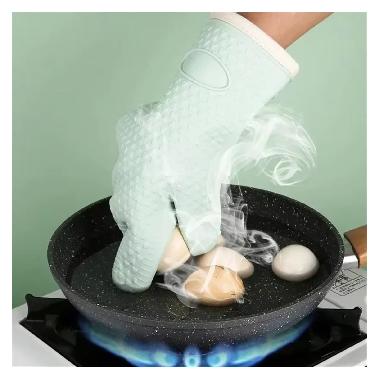 Guanto da cucina silicone cotone, guanto forno antiscivolo a cinque dita | 1 pezzo coprimano per forno e microonde, per pasticcerie, pizzerie, panifici e hot pot(WSB0173021)