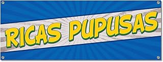 Ricas Pupusas | 18" X 48" Banner | Outdoor Vinyl Sign with Grommets | Cheese Pork Refried Beans Advertising Displays | Made in The USA