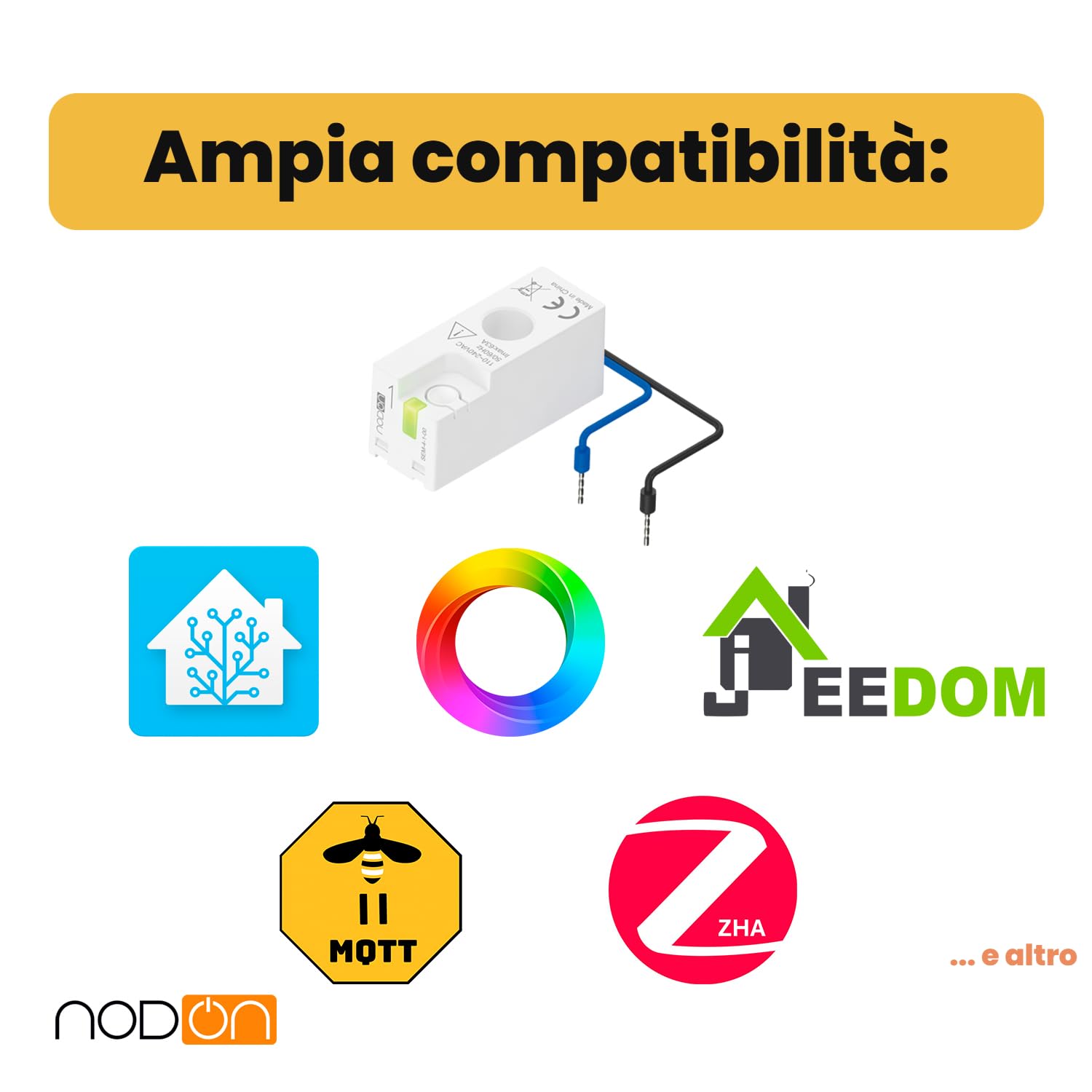NodOn - Contatore intelligente Zigbee 3.0 - Monitoraggio del consumo e della produzione di energia elettrica - Compatibile con sistemi domotici quali Home Assistant, Jeedom, Zigbee2MQTT e ZHA