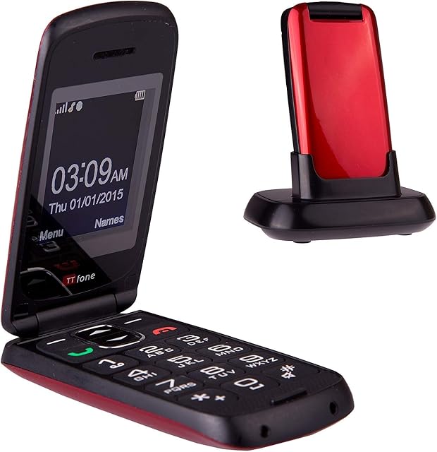 TTfone Star Big Button Simple Easy To Use Flip Mobile Phone Pay As You Go (O2 PAYG, Red)