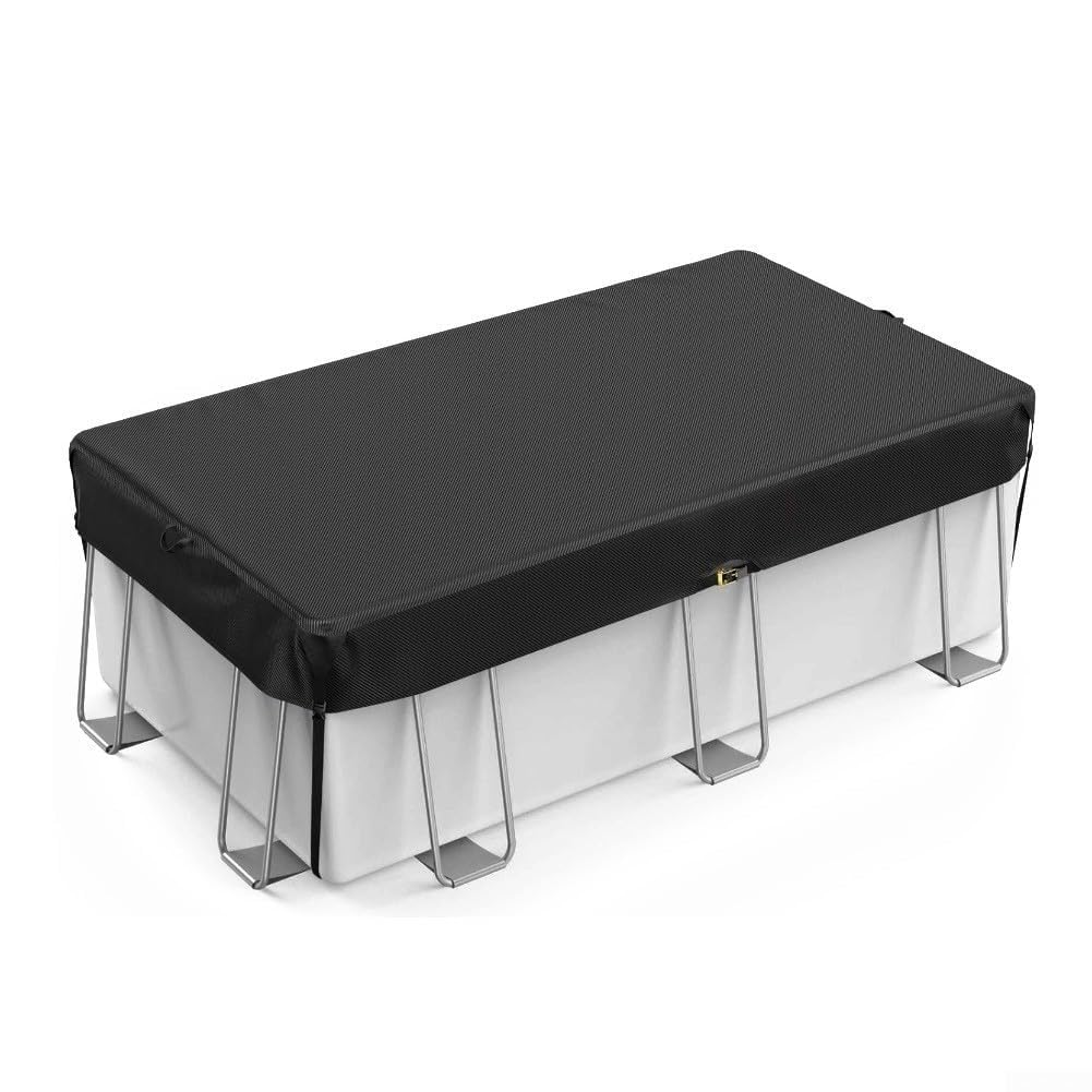 Copertura rettangolare per piscina, 1,8 x 3,5 m, in tessuto Oxford resistente e impermeabile, per piscine con telaio, protezione dai detriti, colore nero (2,8 x 4,3 m)