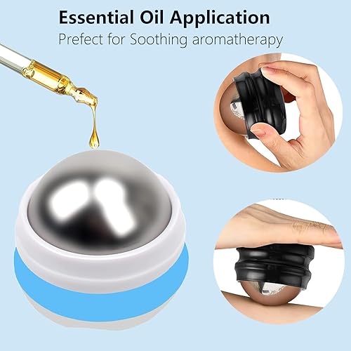 Miniatura 3 de Bola de rodillo de masaje frío, bola de masaje de acero inoxidable para alivio de terapia de frío y calor, rodillo de bola de hielo para músculos