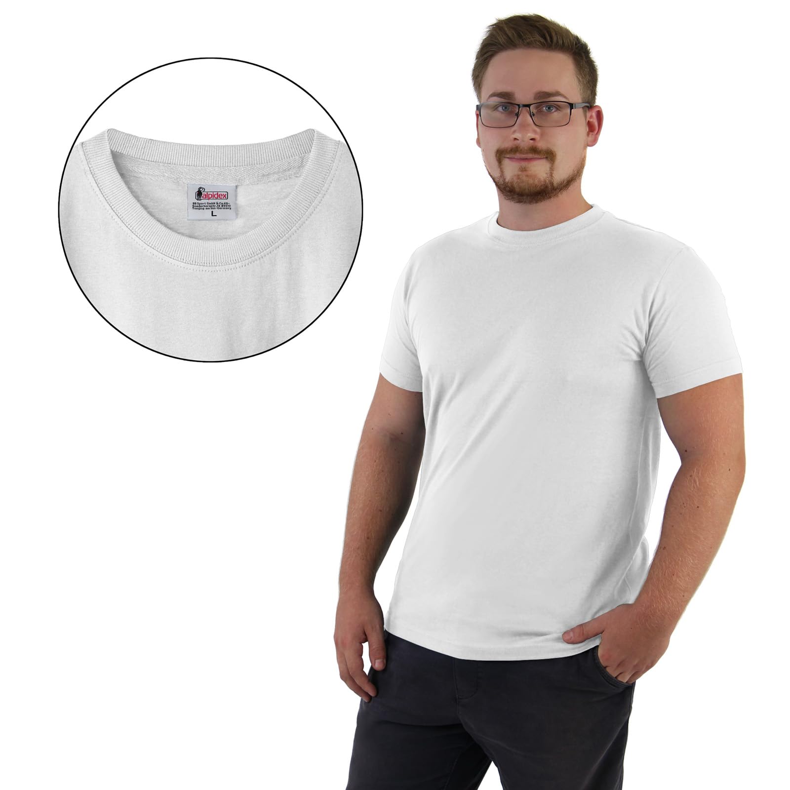 ALPIDEX T-Shirt Magliette da Uomo Confezione da 5 con Girocollo - Taglie S M L XL XXL 3XL 4XL 5XL