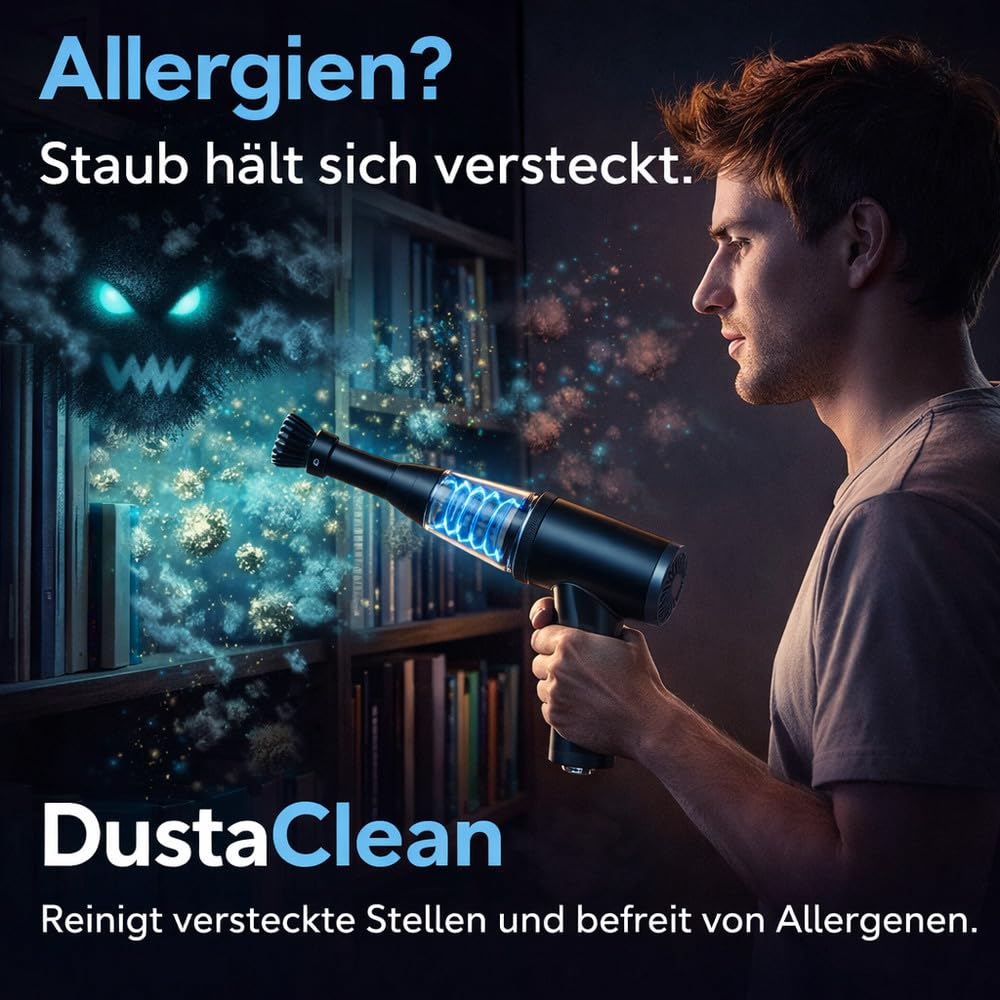 Dustaclean™ Mini aspiradora de mano con batería inalámbrica para coche, mesa, teclado fuerte HEPA