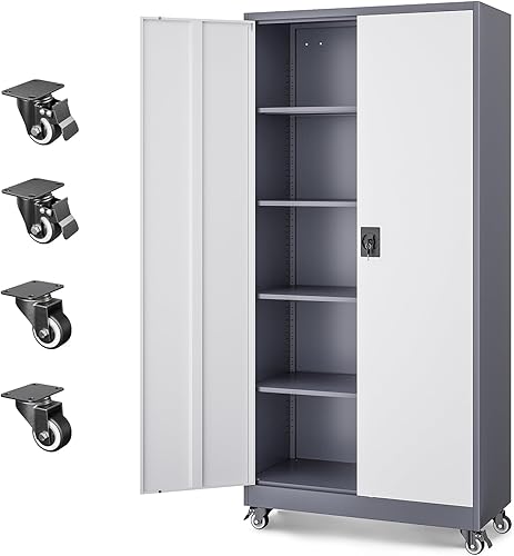 Miniatura 18 de Letaya Armarios Metálicos de Almacenamiento para Garaje con Puerta de Cerradura y Estanterías Ajustables, Armarios de Herramientas de Acero